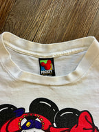 1035 -White Mickey & Minnie Hugging Mickey Unlimited Crop Tee - L