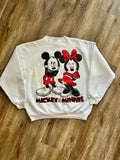 1041 -White Shy Mickey & Minnie Mickey Unlimited Crewneck - XL