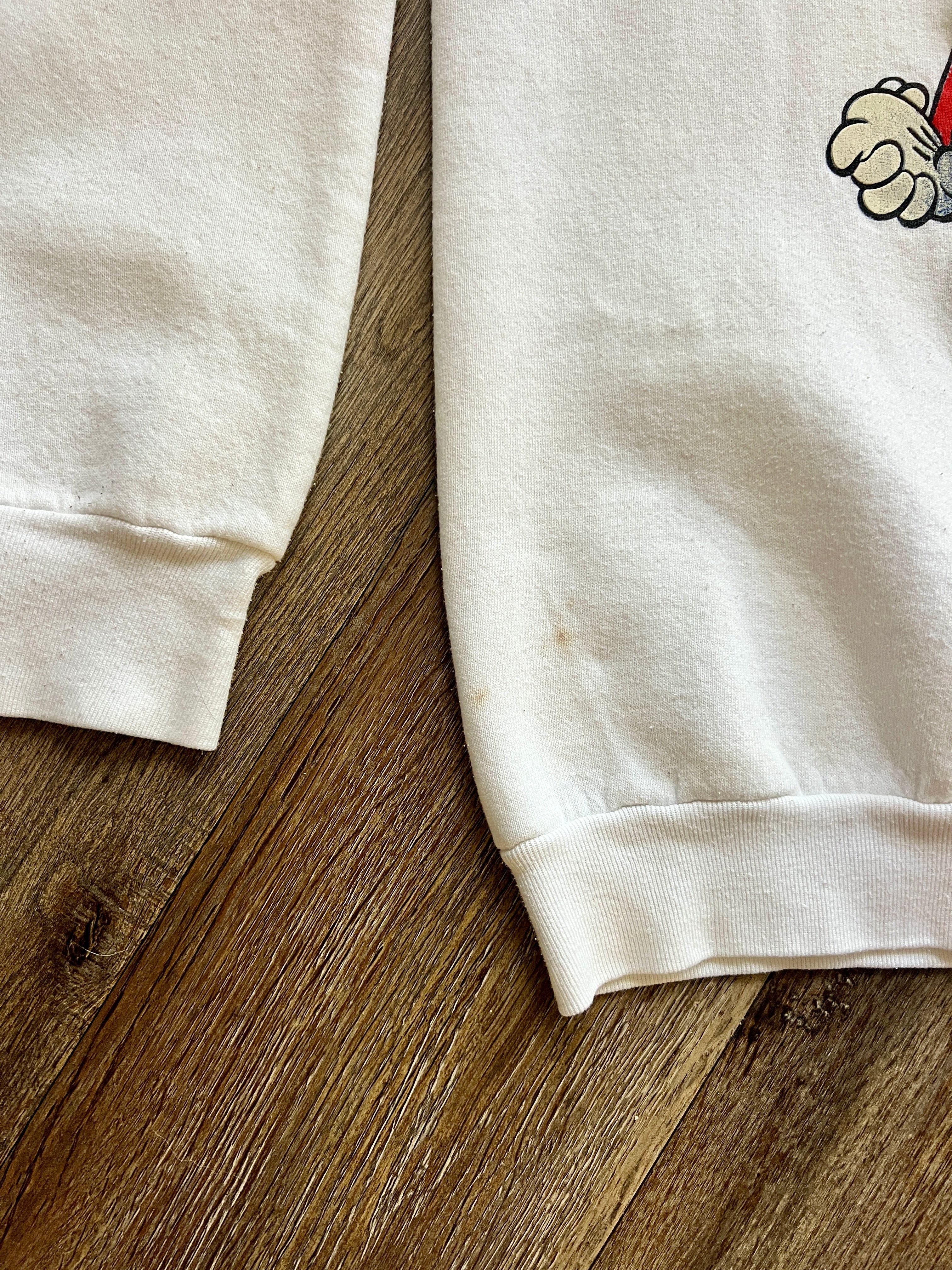 1043 -White Mickey & Minnie I ❤️ You Balloon Crewneck - L