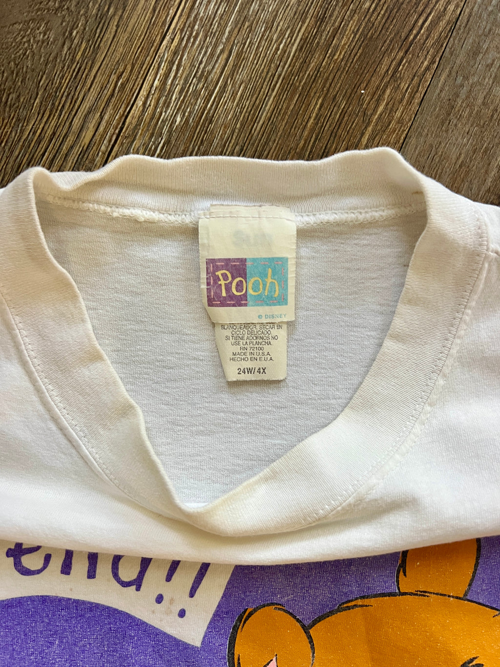1045 -White You're My Bestest Friend WTP Hugging Piglet Purple Heart Shirt - XL