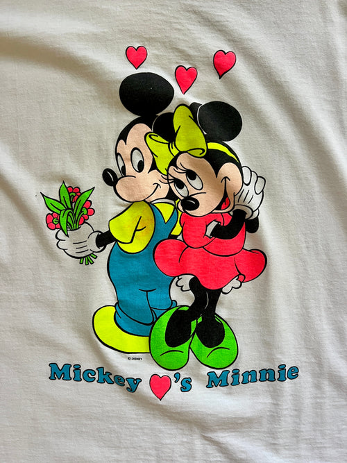 1039 -White Neon Minnie ❤️ 's Mickey Shirt - XL