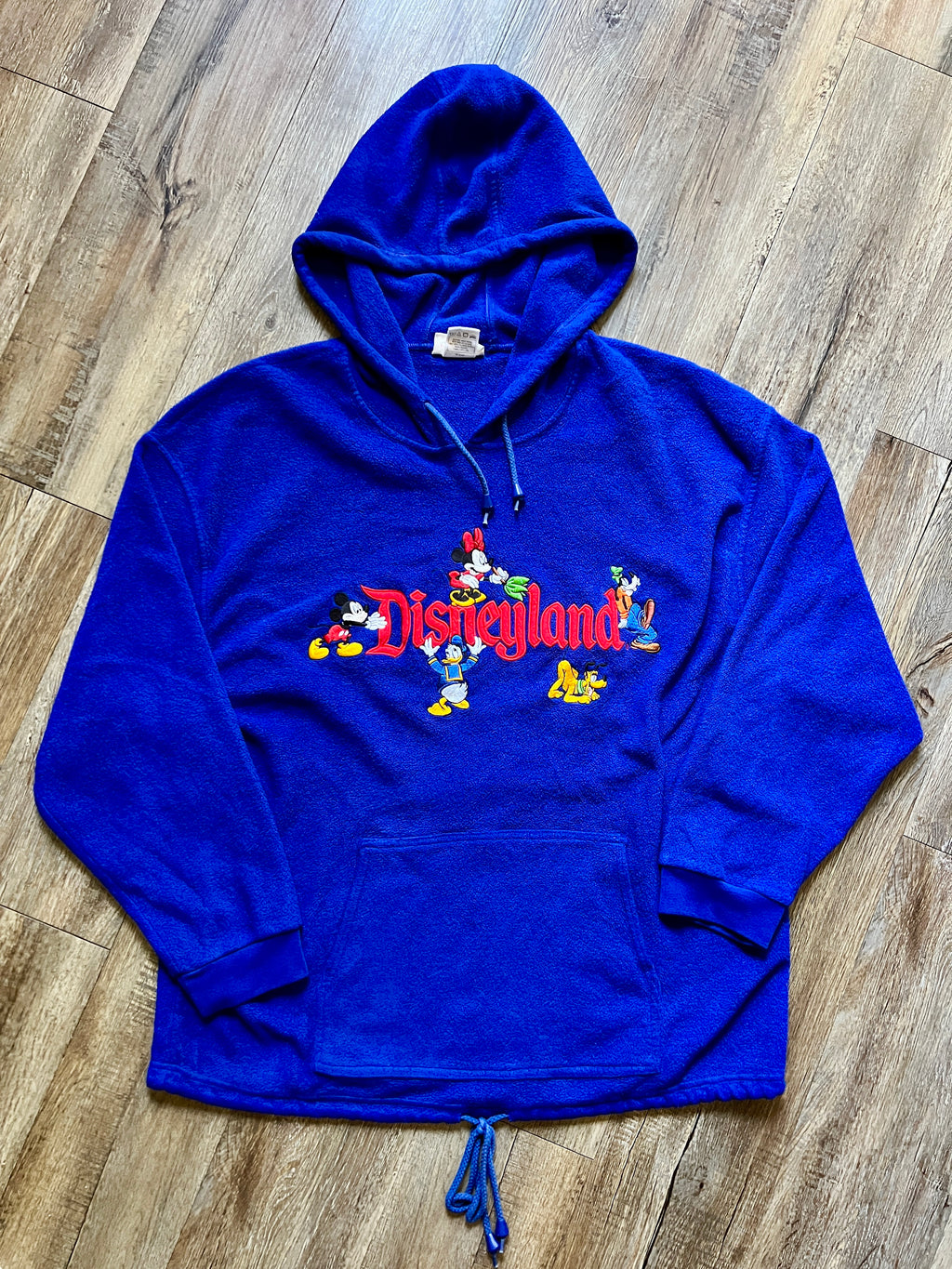 472 - Blue Sherpa Embroidered Disneyland Character Drawstring Hoodie - 2XL