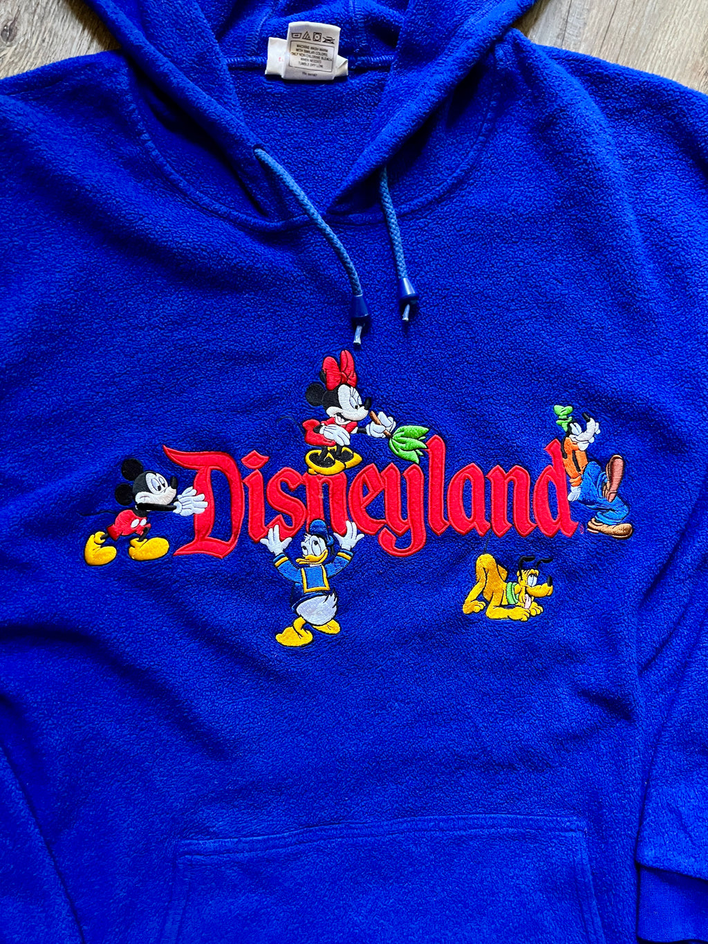 472 - Blue Sherpa Embroidered Disneyland Character Drawstring Hoodie - 2XL