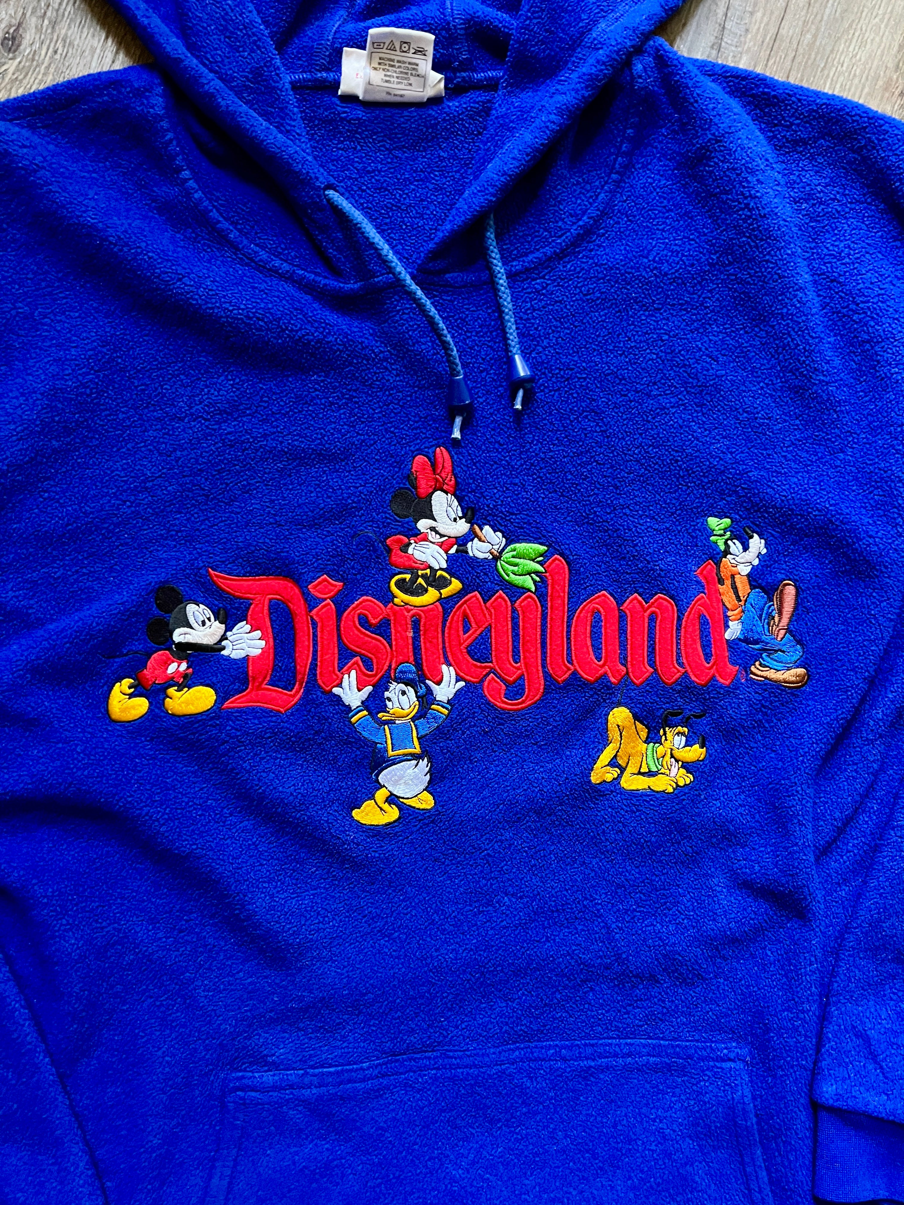 472 - Blue Sherpa Embroidered Disneyland Character Drawstring Hoodie - 2XL