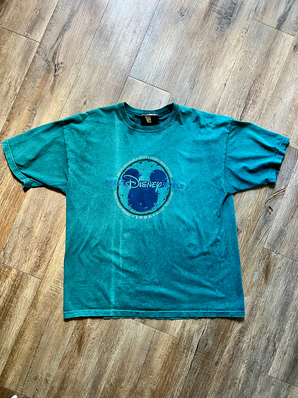 473 -Teal Tie-Dye 1996 WDW Parks Shirt - XL