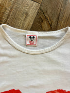 1053 -White Sketch Heart Minnie Kissing Mickey Disney Wear Shirt - L