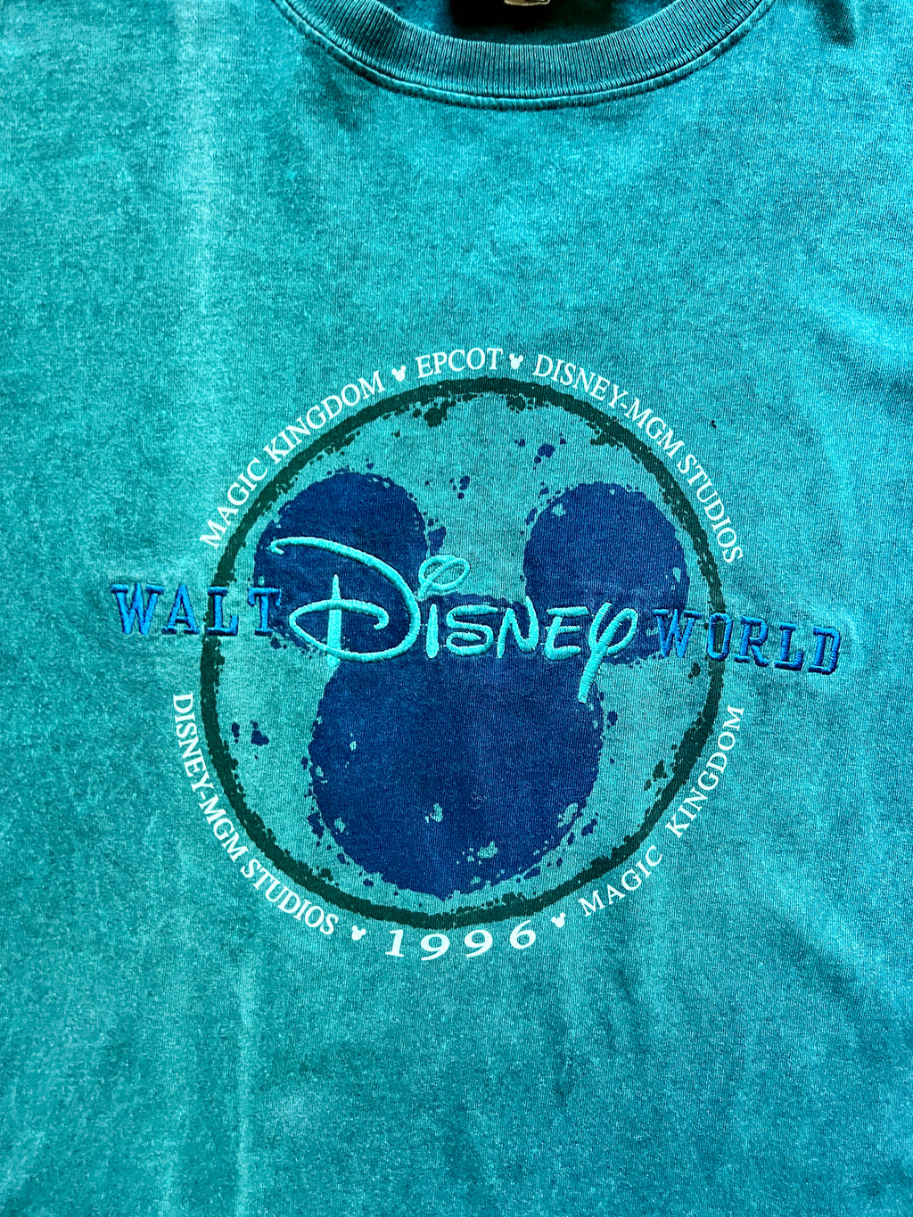 473 -Teal Tie-Dye 1996 WDW Parks Shirt - XL