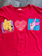 1052 - Red WTP & Piglet Two is More Fun Than One Heart Shirt - L