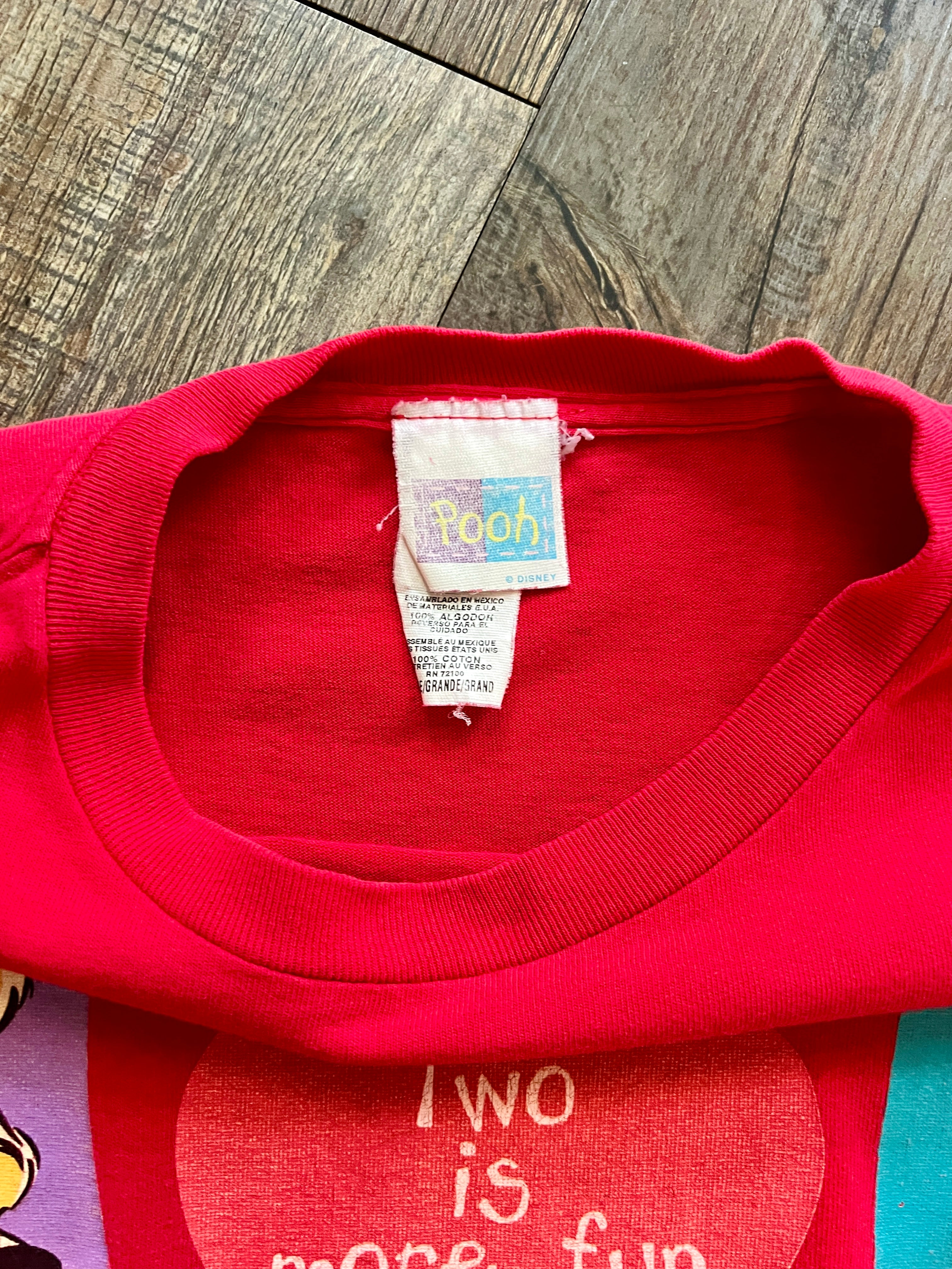 1052 - Red WTP & Piglet Two is More Fun Than One Heart Shirt - L