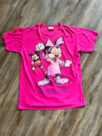 1051 -Pink Yawning Minnie Teddy Bear Disneyland Sleep Shirt - OSFA