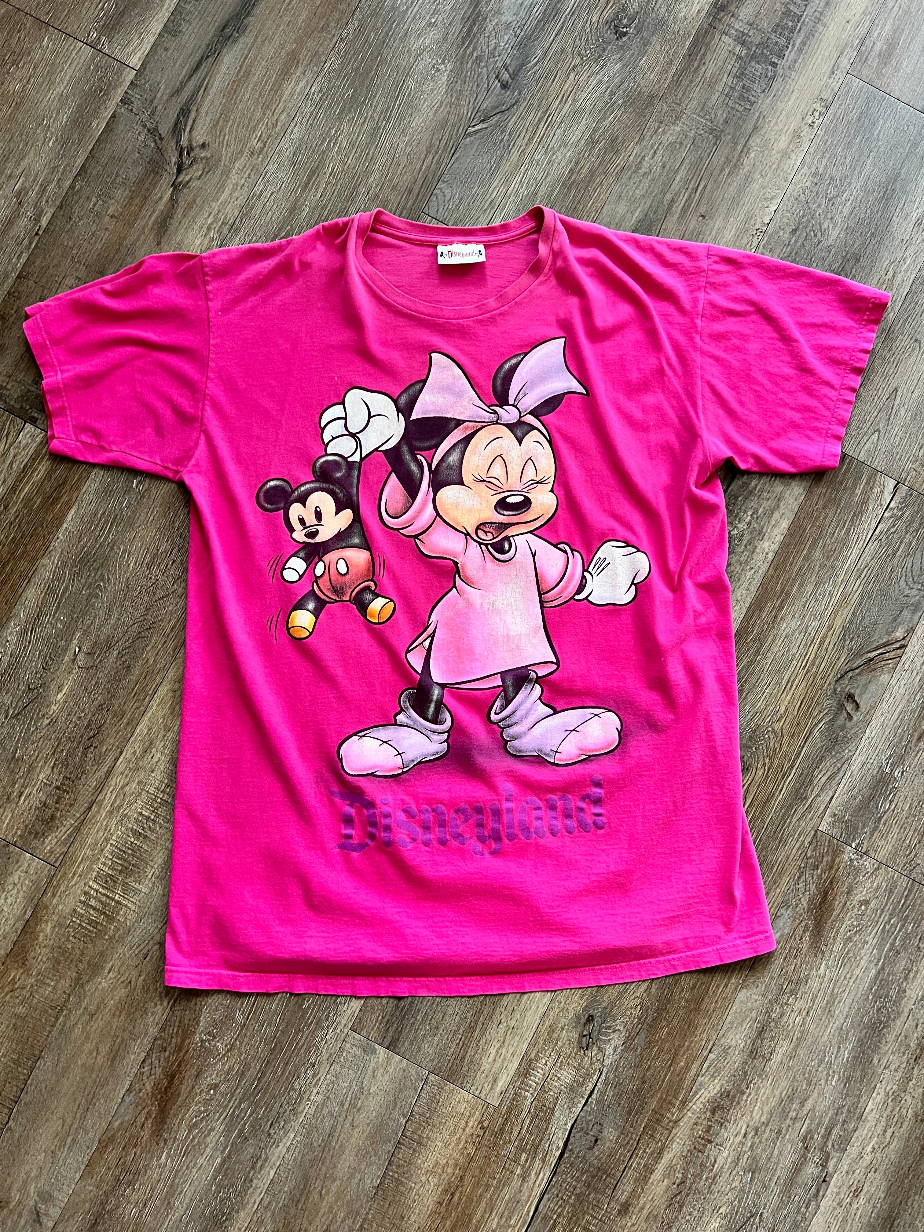 1051 -Pink Yawning Minnie Teddy Bear Disneyland Sleep Shirt - OSFA