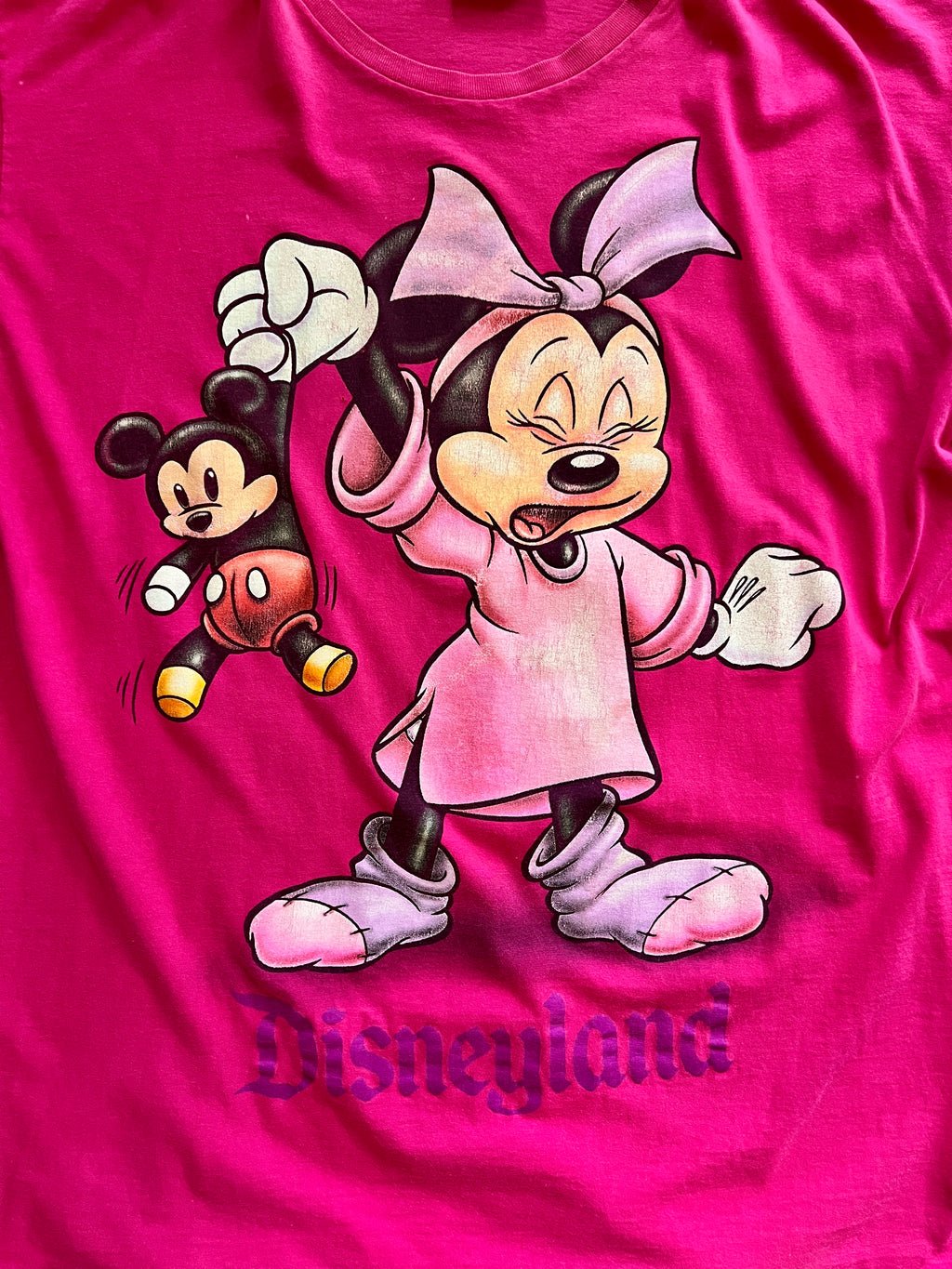 1051 -Pink Yawning Minnie Teddy Bear Disneyland Sleep Shirt - OSFA