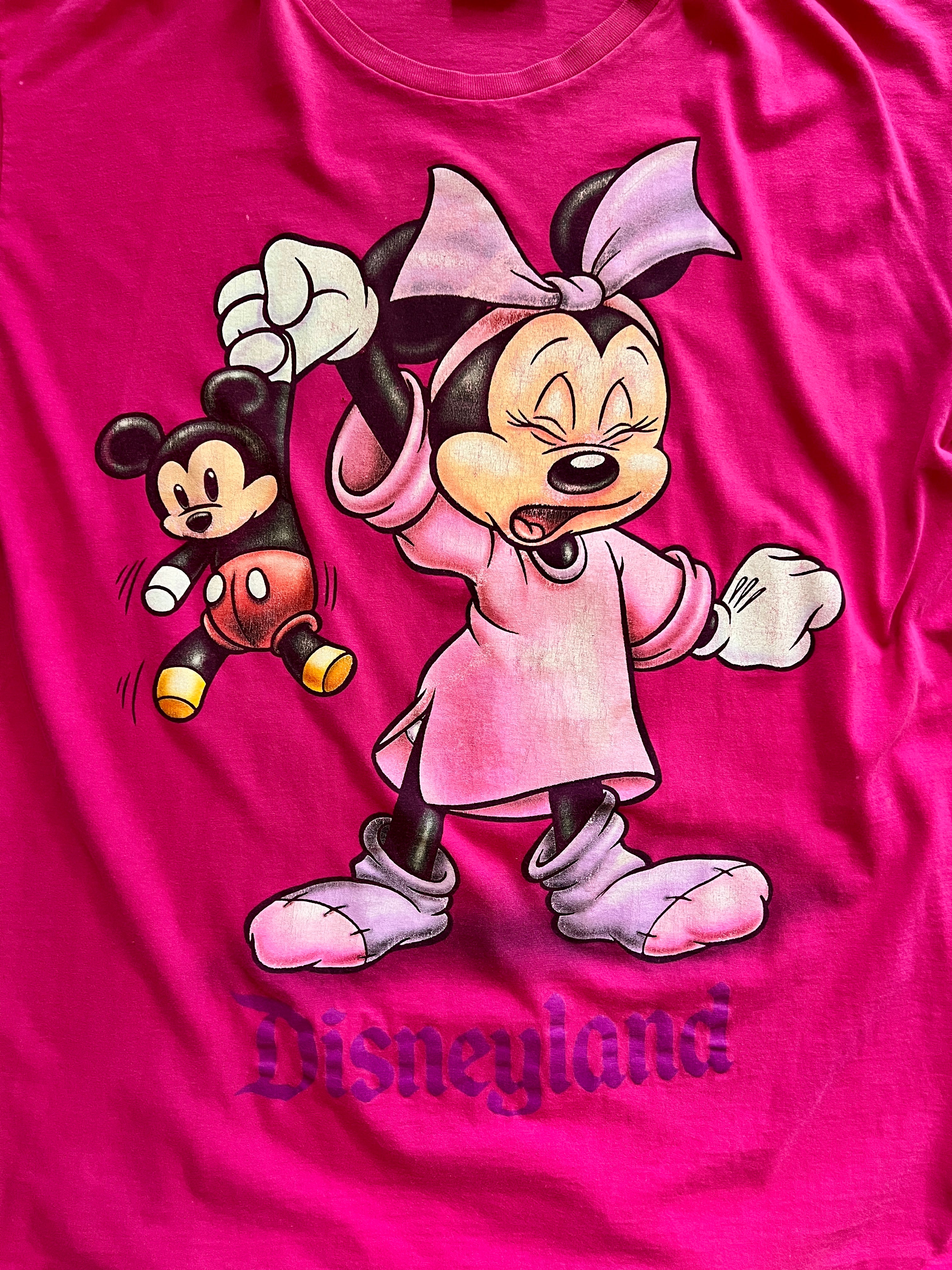 1051 -Pink Yawning Minnie Teddy Bear Disneyland Sleep Shirt - OSFA