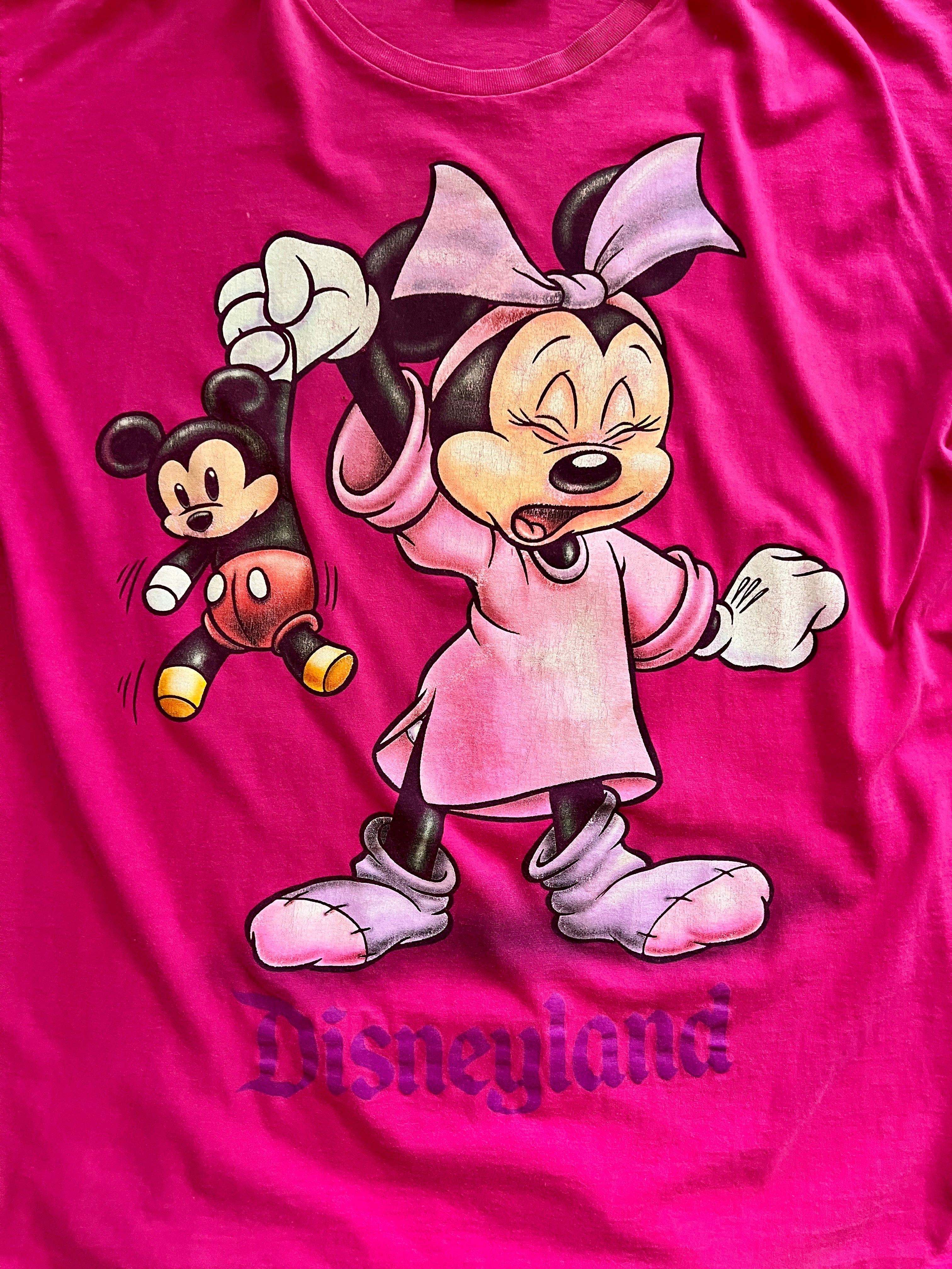 1051 -Pink Yawning Minnie Teddy Bear Disneyland Sleep Shirt - OSFA