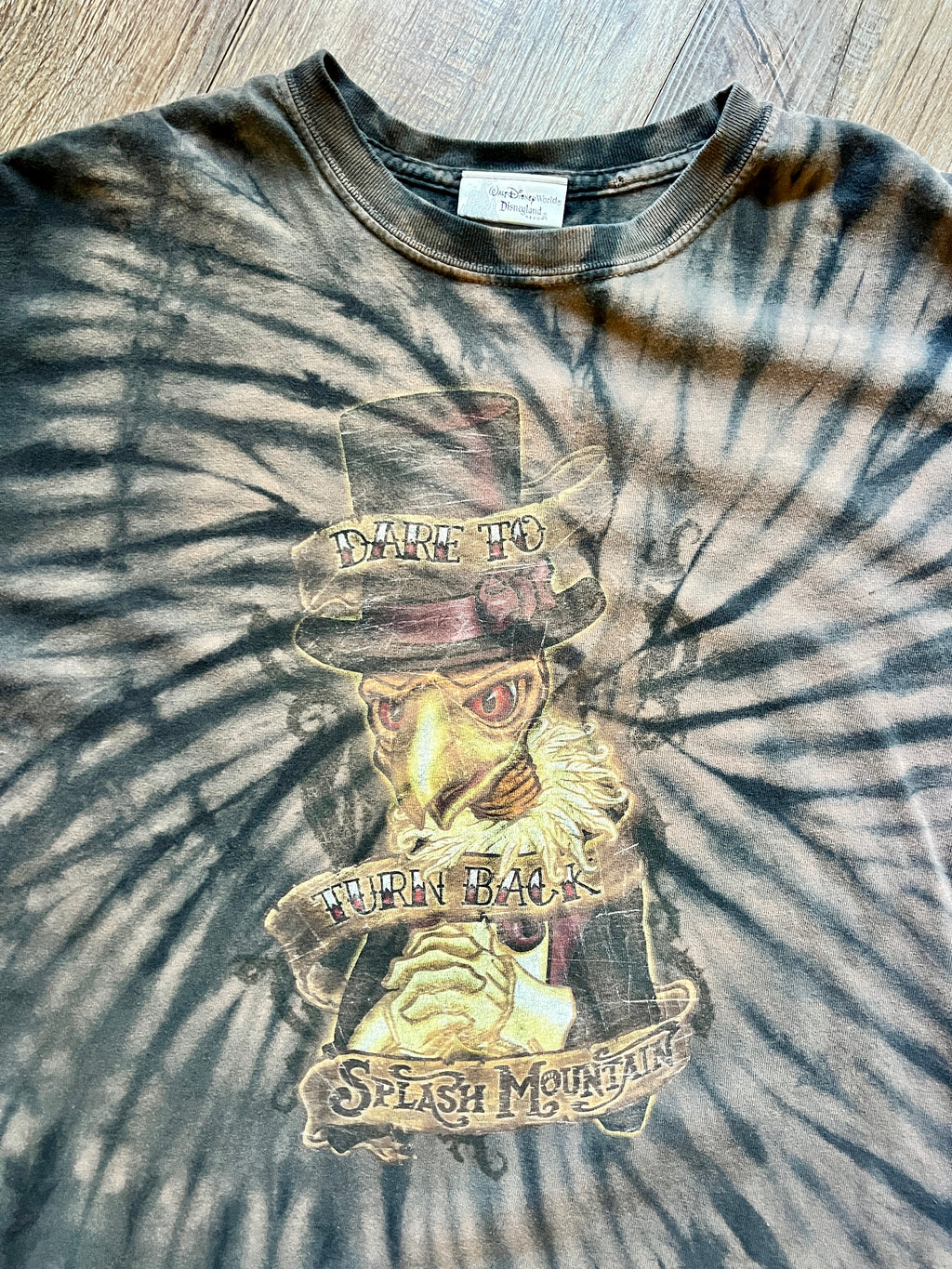 480 -Brown Tie-Dye Splash Mountain Dare To Turn Back Vulture Shirt - L
