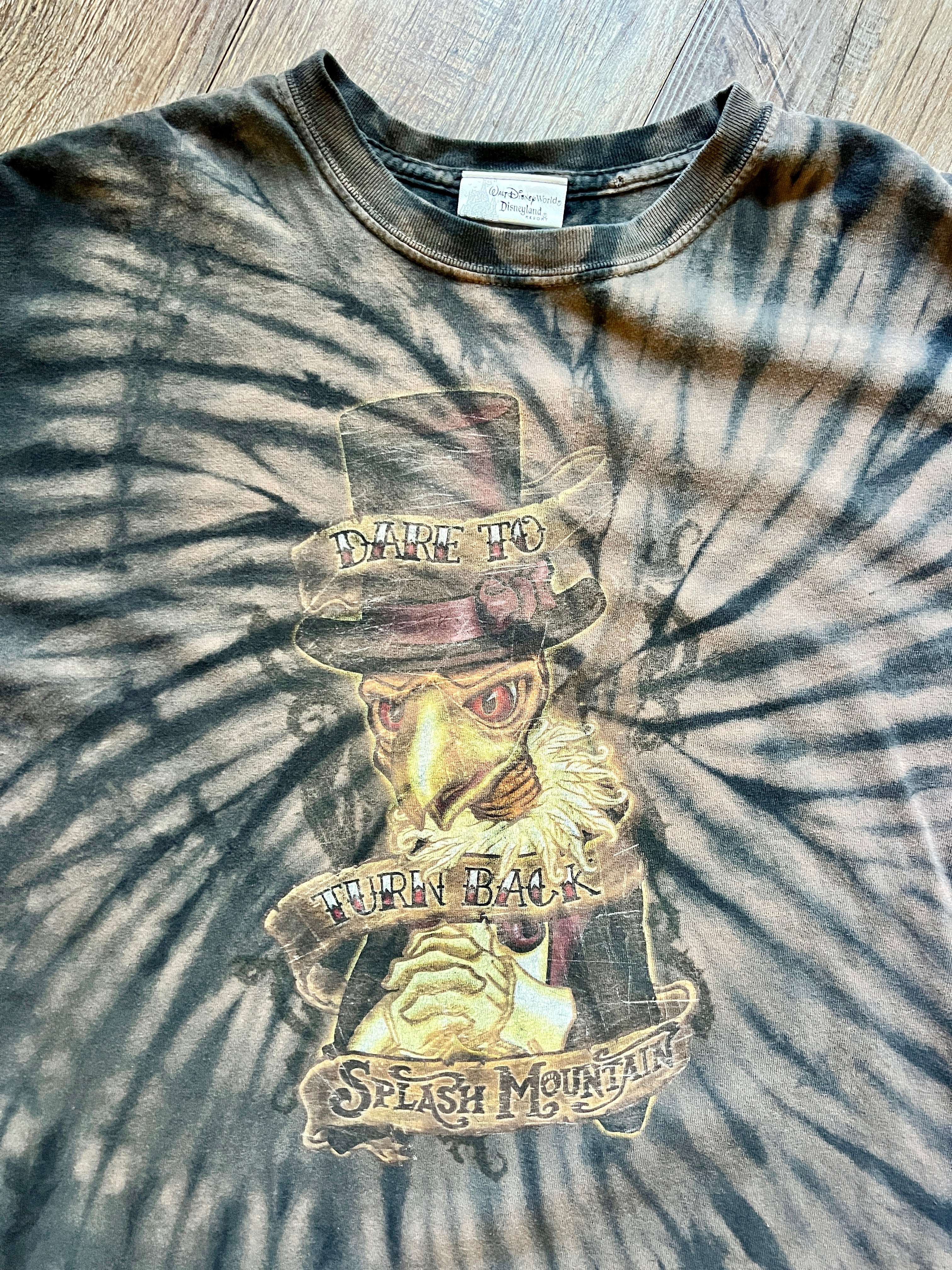480 -Brown Tie-Dye Splash Mountain Dare To Turn Back Vulture Shirt - L