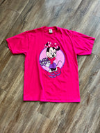 1037 -Red Minnie Holding Mickey Head Flower Bouquet Shirt - XL