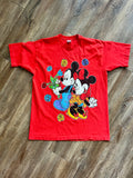 1047 -Red Mickey & Minnie ColorBlock Flowers Shirt - OSFA