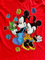1047 -Red Mickey & Minnie ColorBlock Flowers Shirt - OSFA