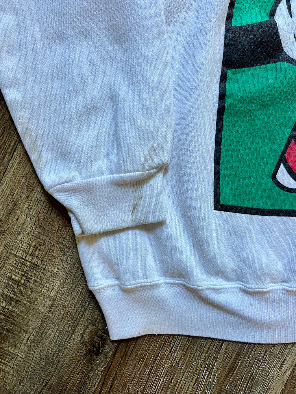 484 - White Giant Mickey Candy Cane Crewneck - L