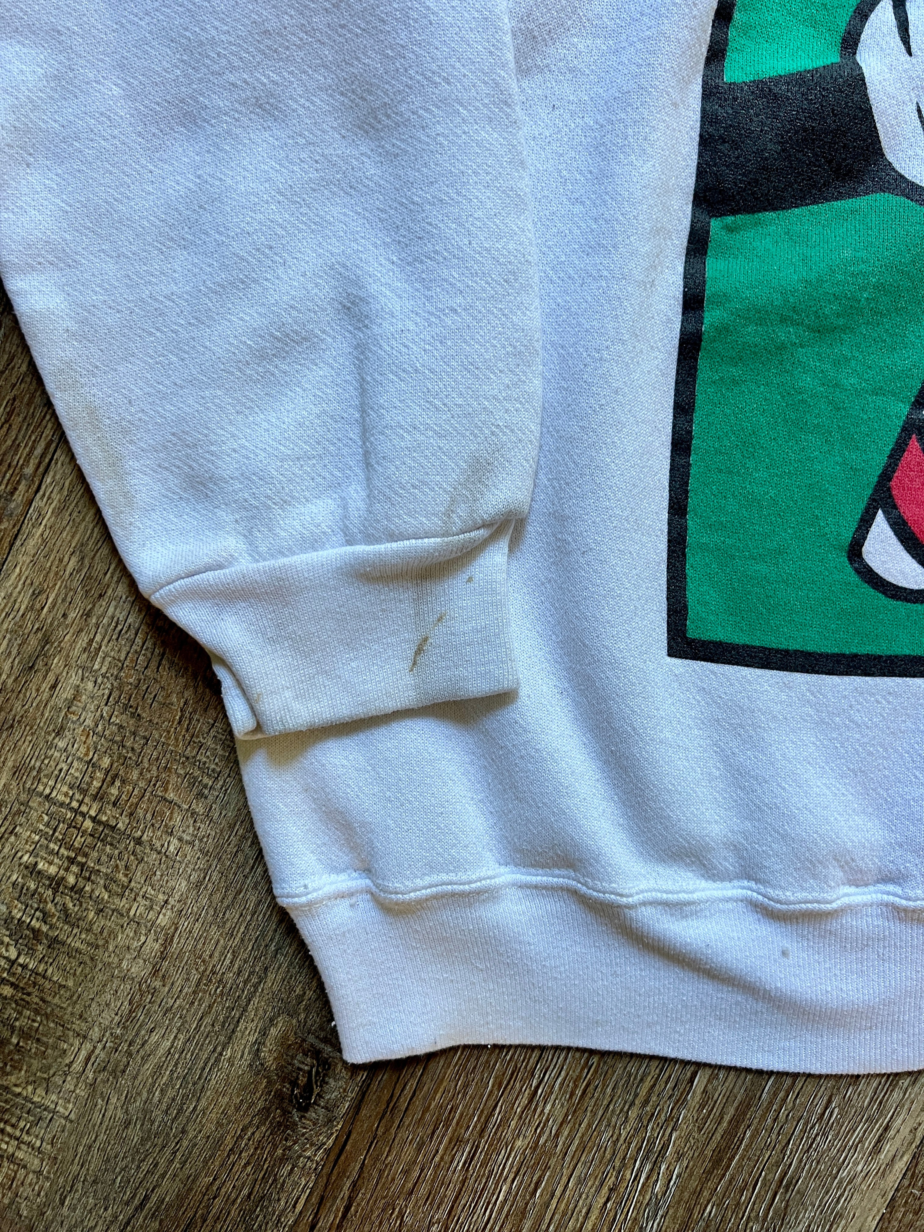 484 - White Giant Mickey Candy Cane Crewneck - L