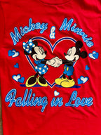 1050 -Red Mickey & Minnie Falling In Love Shirt - L