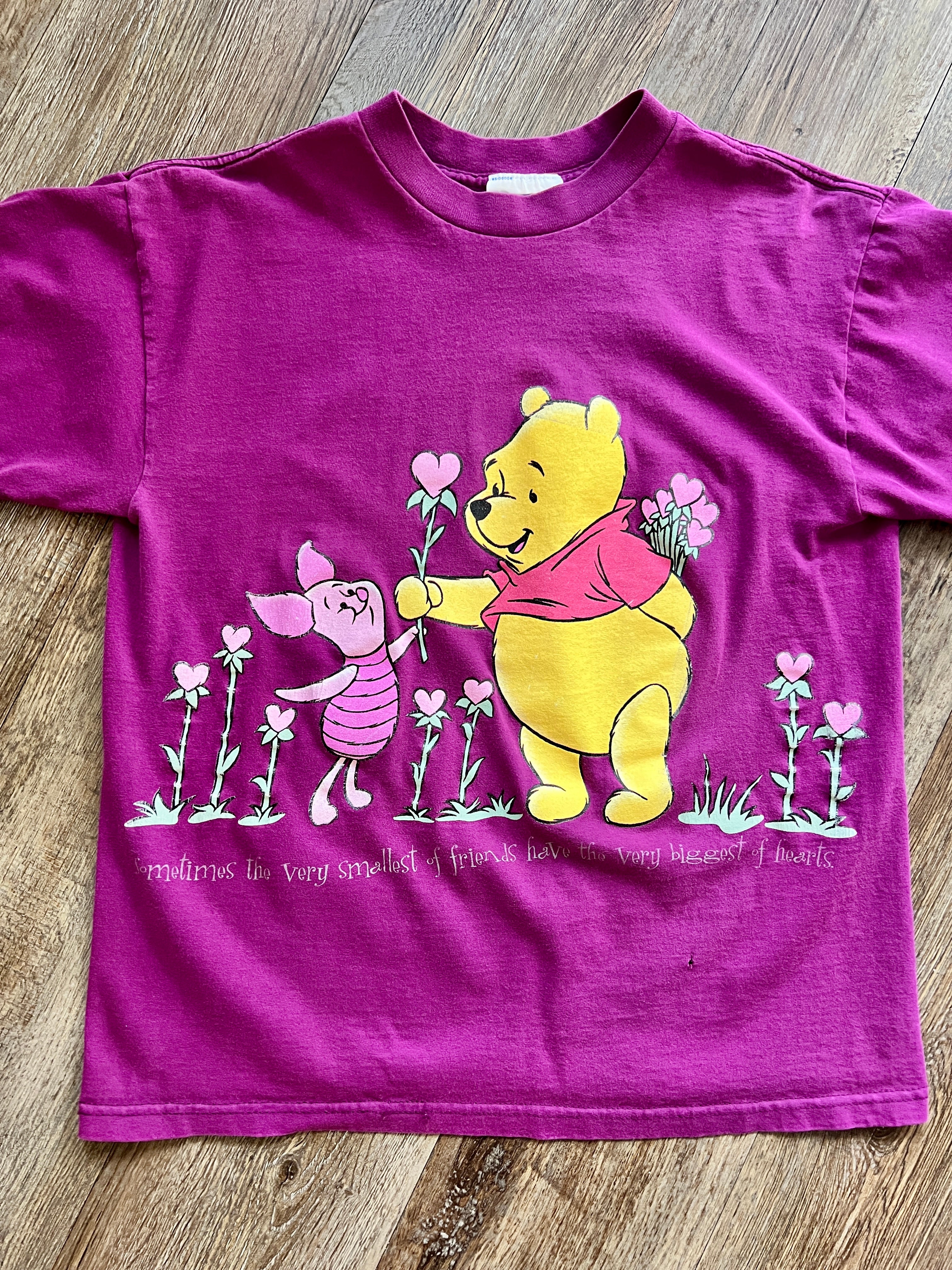 1042 -Purple WTP & Piglet Heart Flowers Smallest Friends Shirt - M