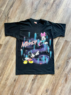 1036 -Black Airbrush Mickey & Minnie Hearts Shirt - M