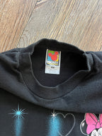 1036 -Black Airbrush Mickey & Minnie Hearts Shirt - M