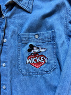 487 - Denim Embroidered Mickey Heart Button Up