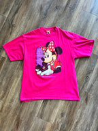 1034 -Pink Minnie Mouse Ear Hat WDW Logo Shirt - XL