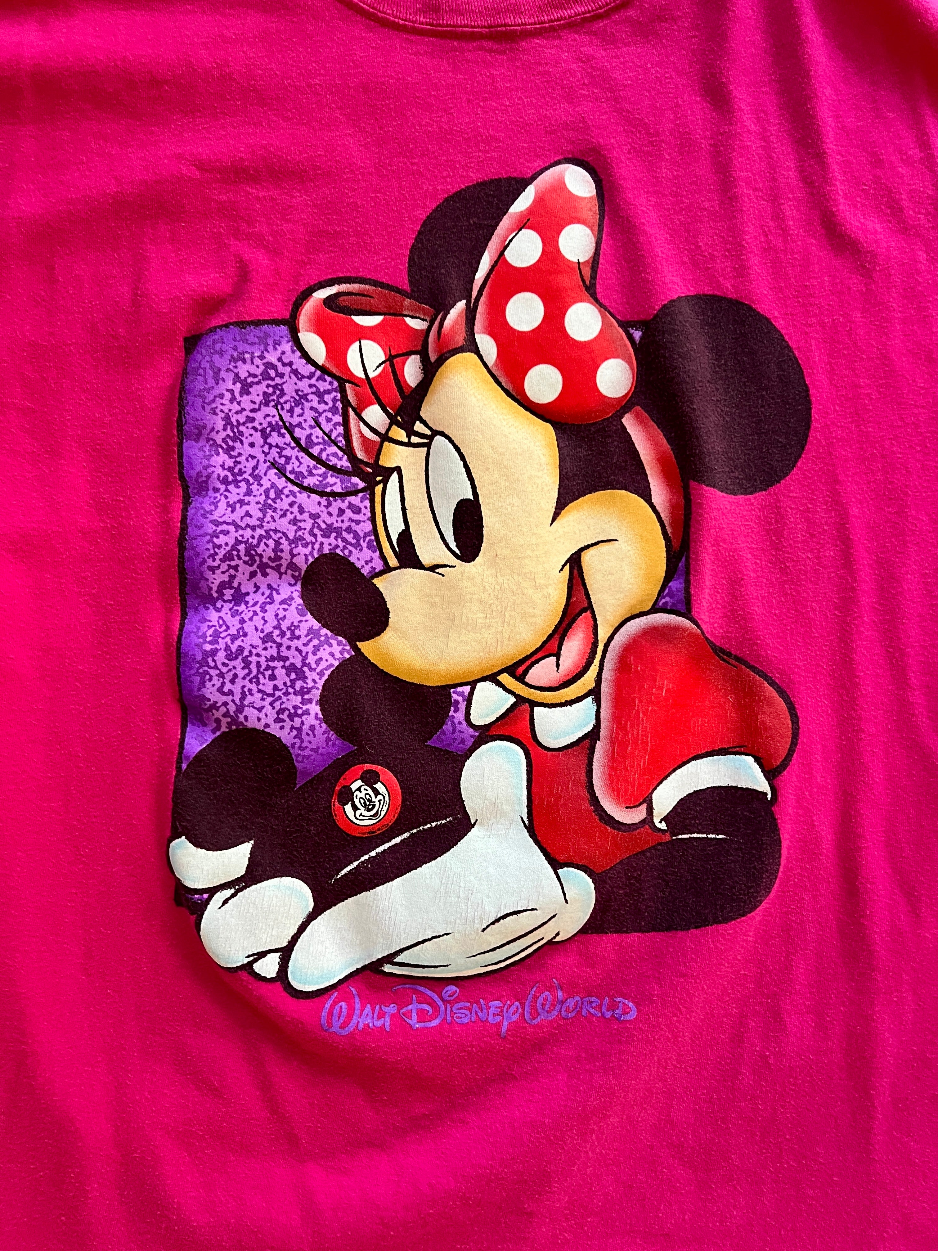 1034 -Pink Minnie Mouse Ear Hat WDW Logo Shirt - XL
