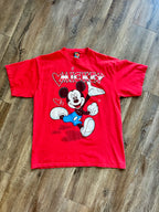 1033 -Red Running Mickey Hearts Shirt - L