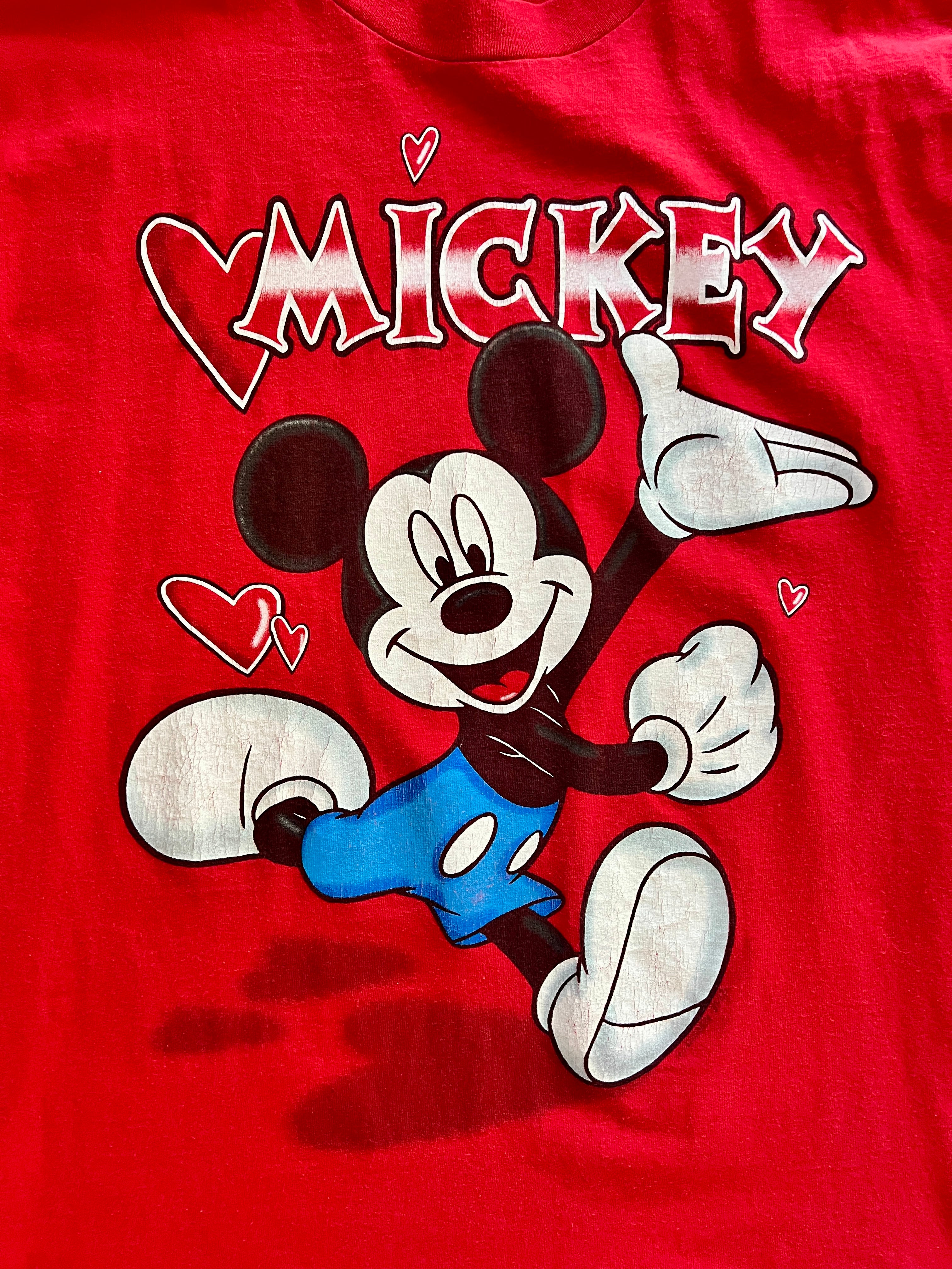 1033 -Red Running Mickey Hearts Shirt - L