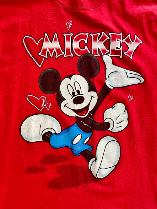 1033 -Red Running Mickey Hearts Shirt - L