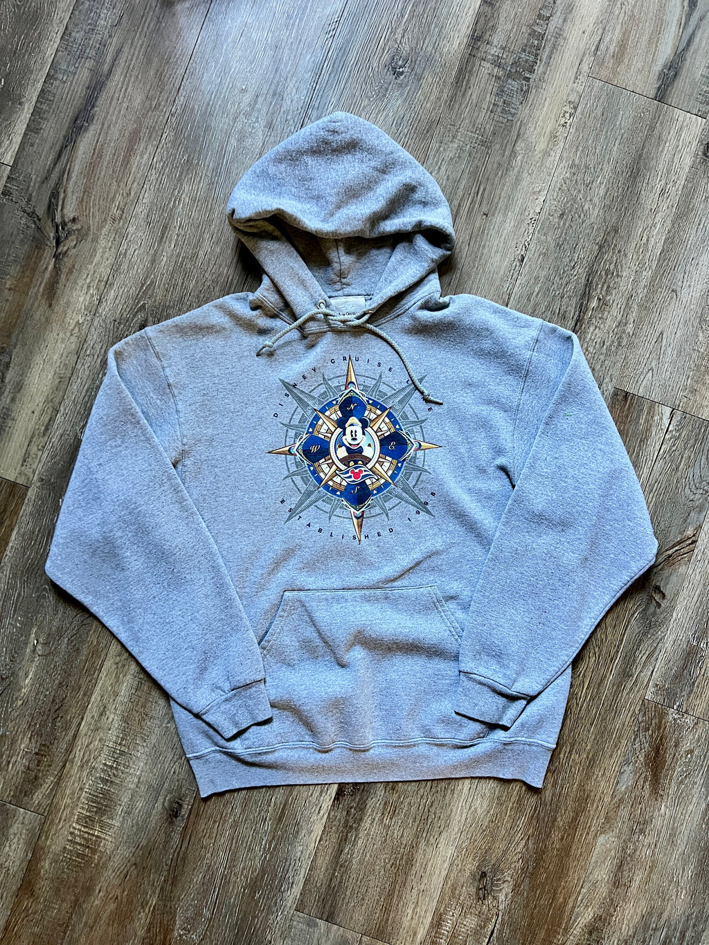 496 - Grey Disney Cruise Line Captain Mickey Compass Hoodie - L