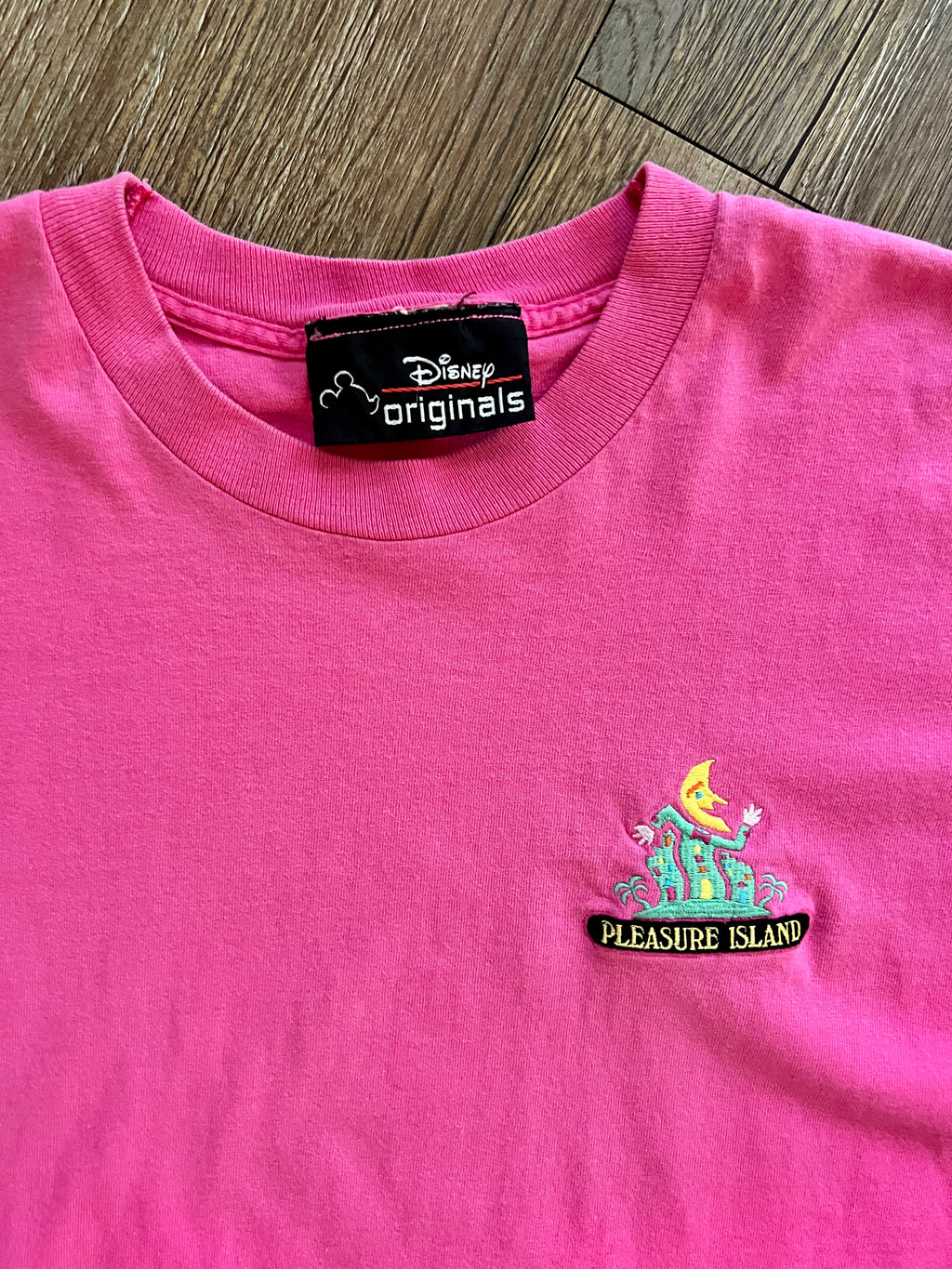1130 -Pink Embroidered Pleasure Island Logo Shirt - XL