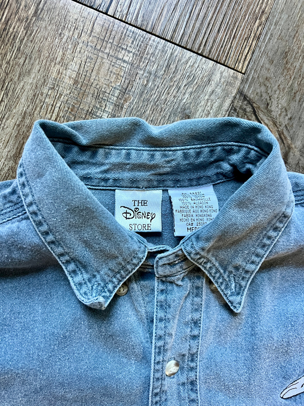 503 -Denim Embroidered Shrugging Goofy  Button Up - M