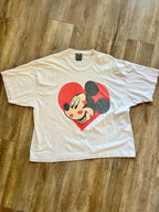 1044 -White Mickey Heart Kisses Shirt - 2X
