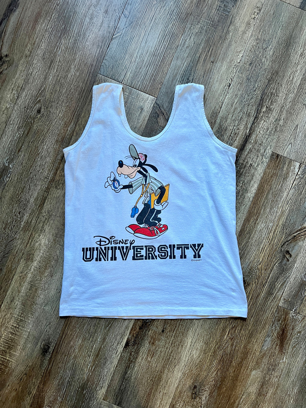 507 -White Coach Goofy Disney University Tank - M