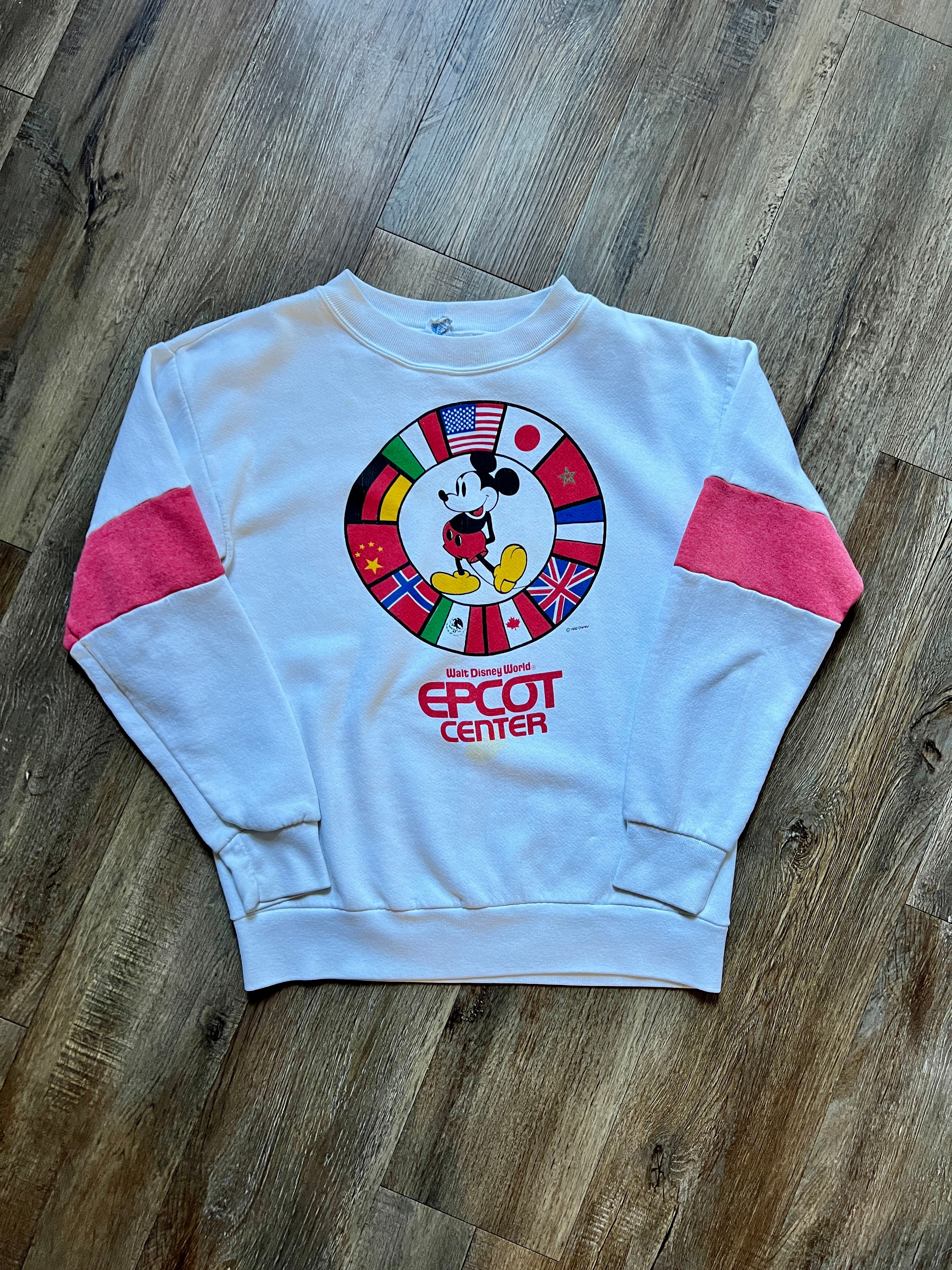 508 -White EPCOT Center Nations Red Sleeve Crewneck - L