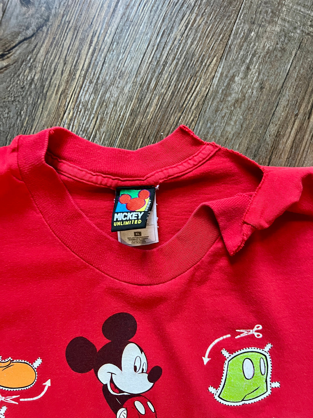 513 -Red Mickey & Friends Character Cutout Shirt - XL