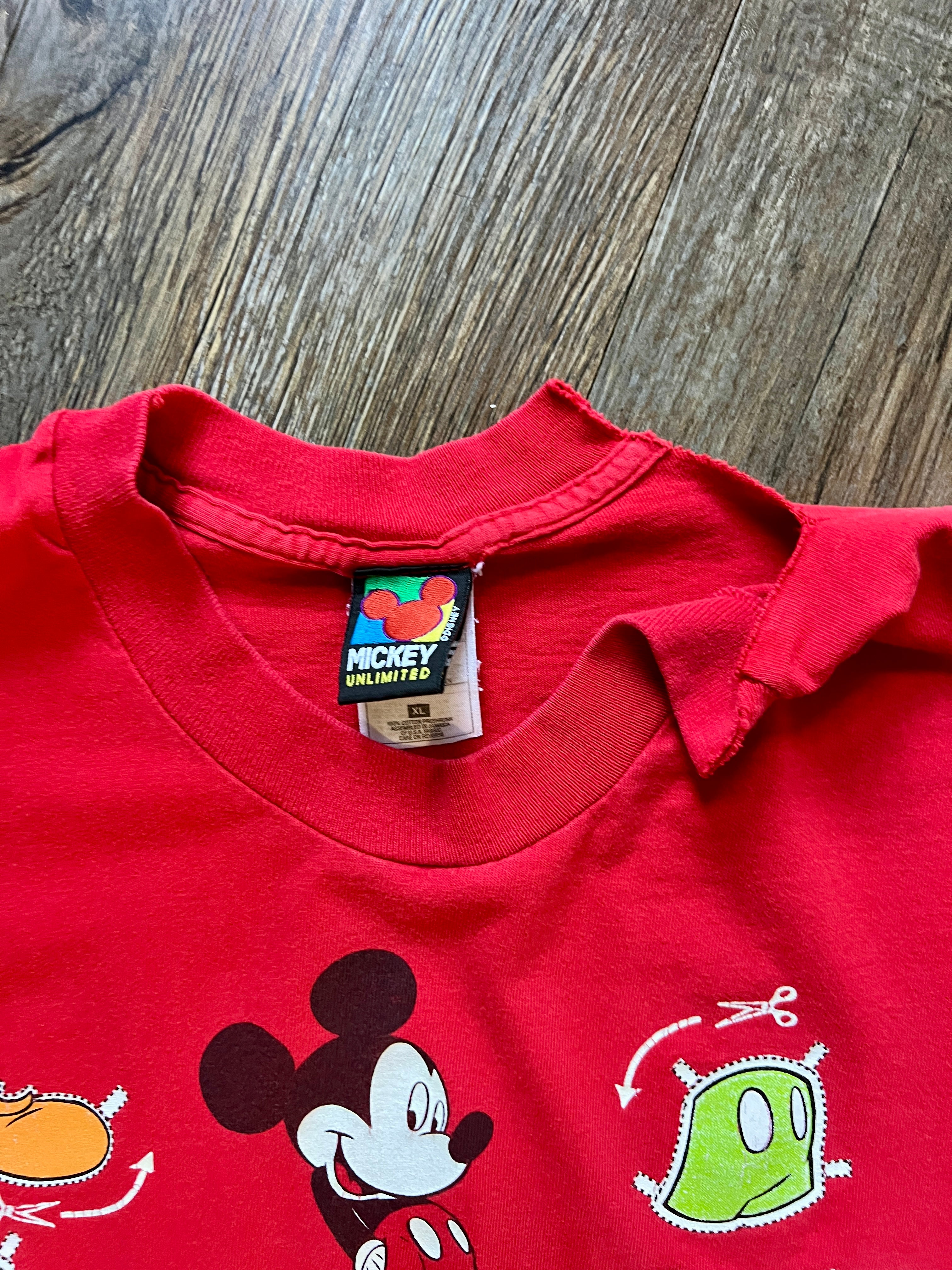 513 -Red Mickey & Friends Character Cutout Shirt - XL