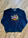 518 -Navy Sherpa Embroidered Mickey & Friends Pullover - L