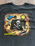 1079 -Black Pirates of the Caribbean Skeleton Steering Box Back Hit Shirt - L