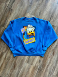 1083 -Blue Angry Donald Scratching Head Disneyland Crewneck - NT / XL