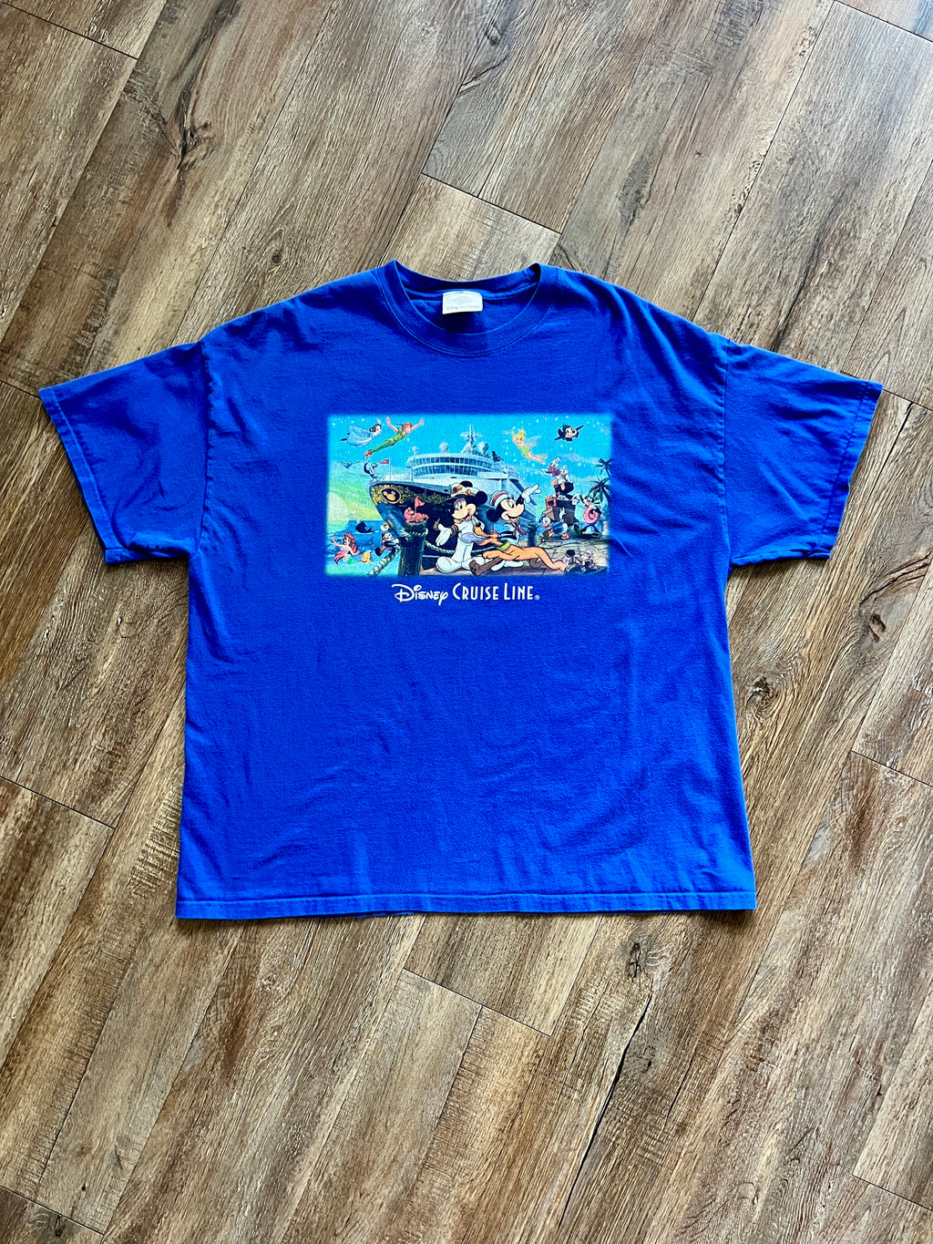 1075 -Blue Disney Cruise Line Character Ship Shirt - 2XL