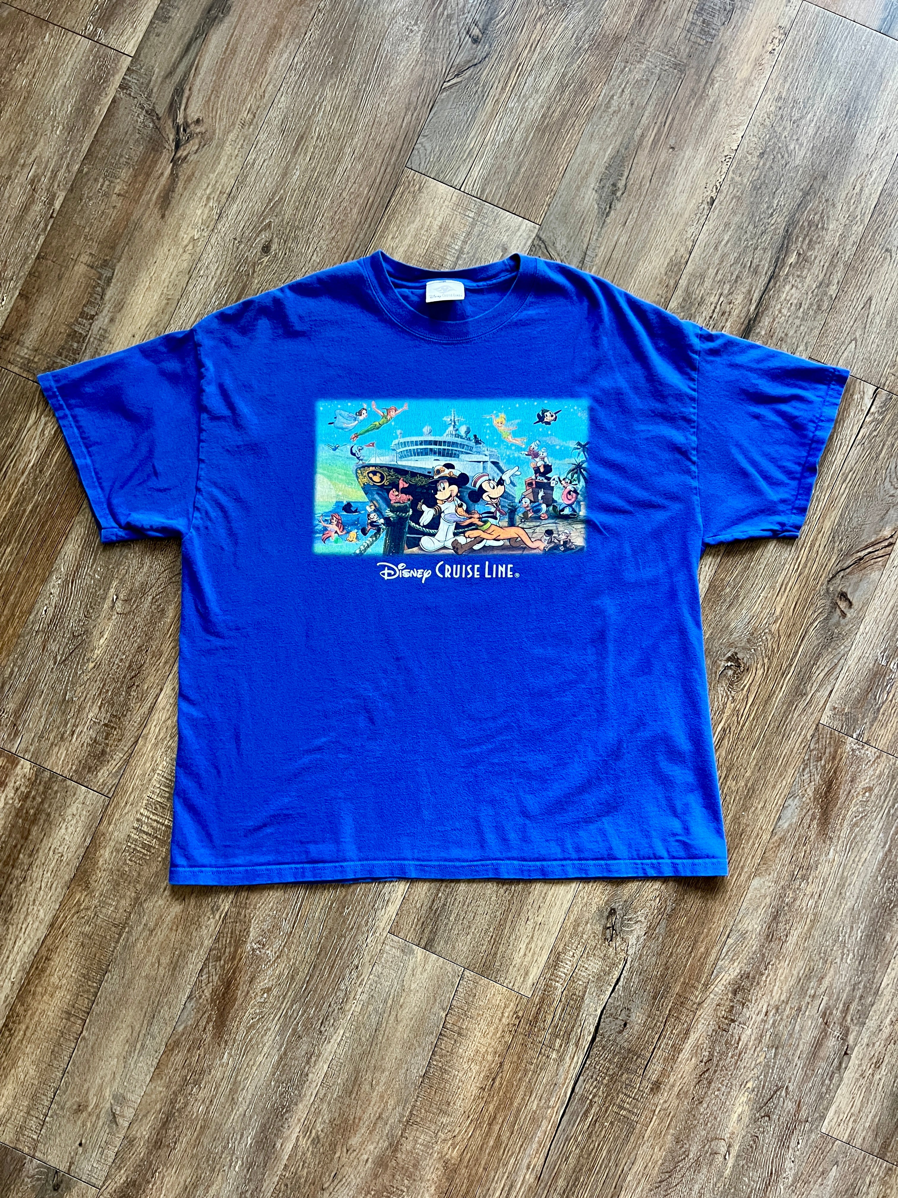 1075 -Blue Disney Cruise Line Character Ship Shirt - 2XL