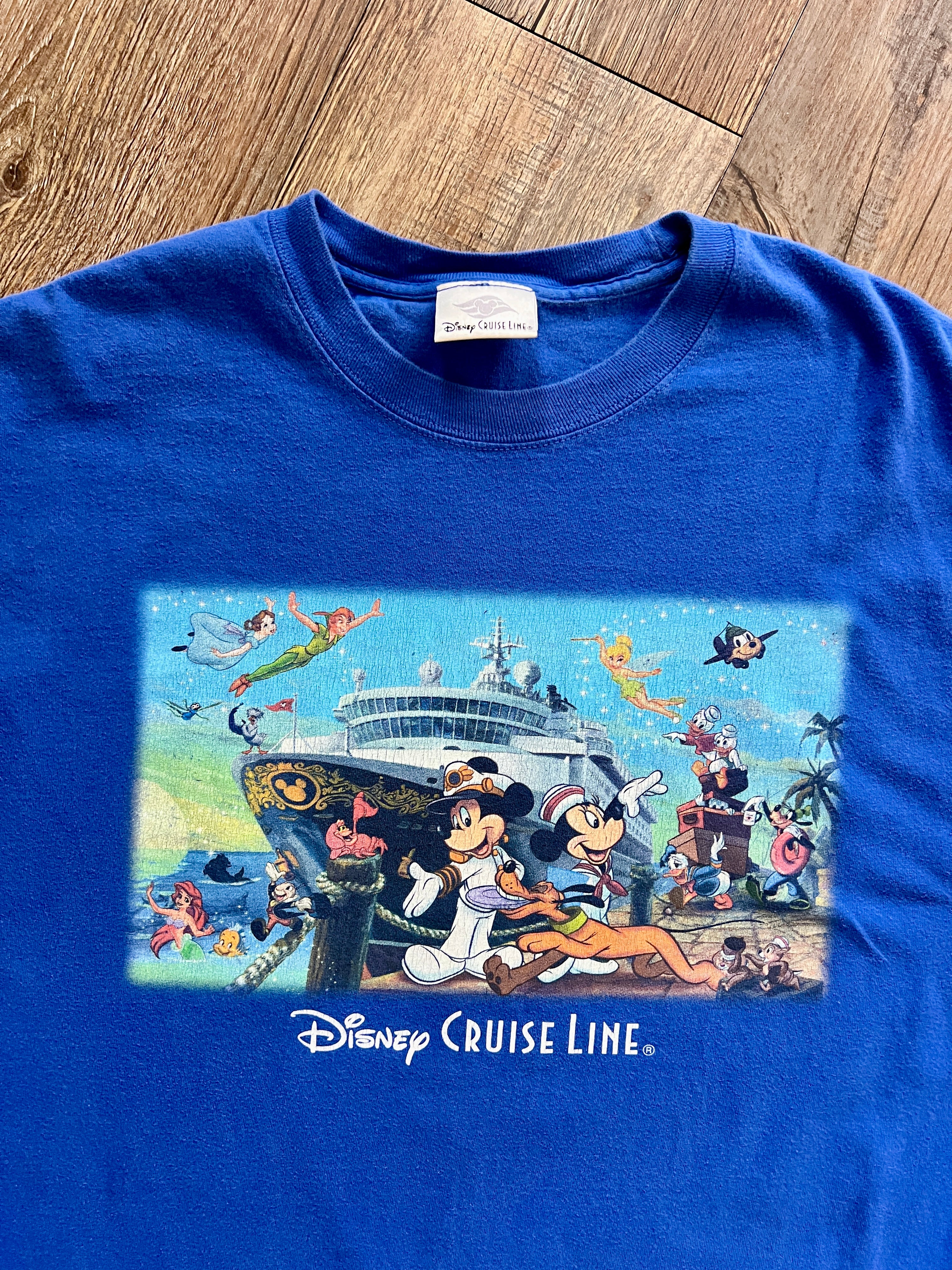 1075 -Blue Disney Cruise Line Character Ship Shirt - 2XL