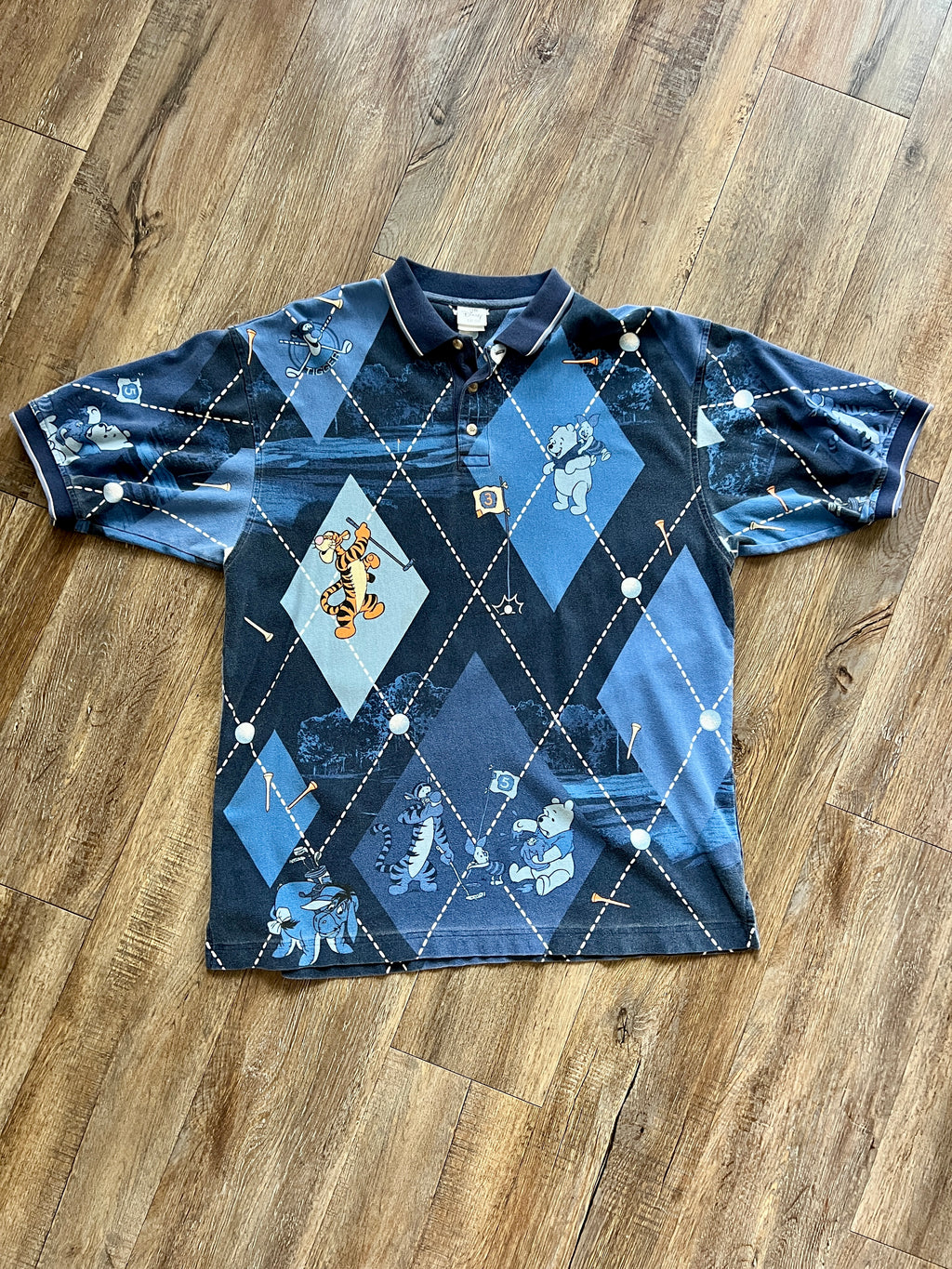 1084 - Blue WTP Argyle Disney Store Golf Polo - XL